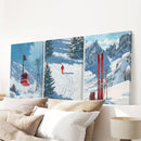 Snowy Mountain Wall Art Set: Skier, Red Skis, Snowy Trees by Wall Art Set