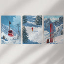 Snowy Mountain Wall Art Set: Skier, Red Skis, Snowy Trees by Wall Art Set