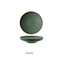 GobekUsa Ceramic Round Plate Set - Retro Style High Footed Soup and Salad Bowls