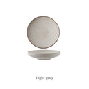 GobekUsa Ceramic Round Plate Set - Retro Style High Footed Soup and Salad Bowls