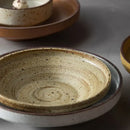 GobekUsa Ceramic Round Plate Set - Retro Style High Footed Soup and Salad Bowls