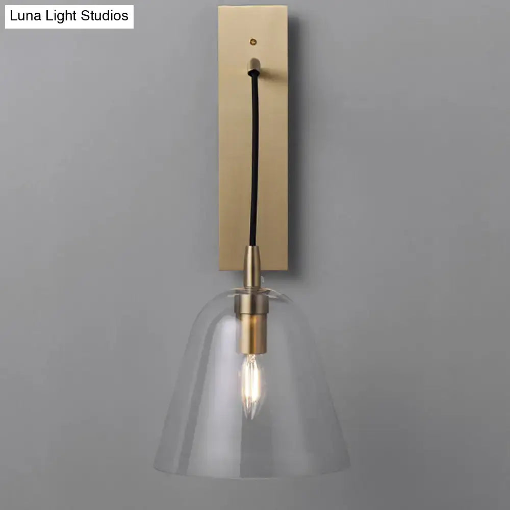 GobekUsa Retro Style Brass Wall Sconce with Clear Glass Shade, photo 4 of 5
