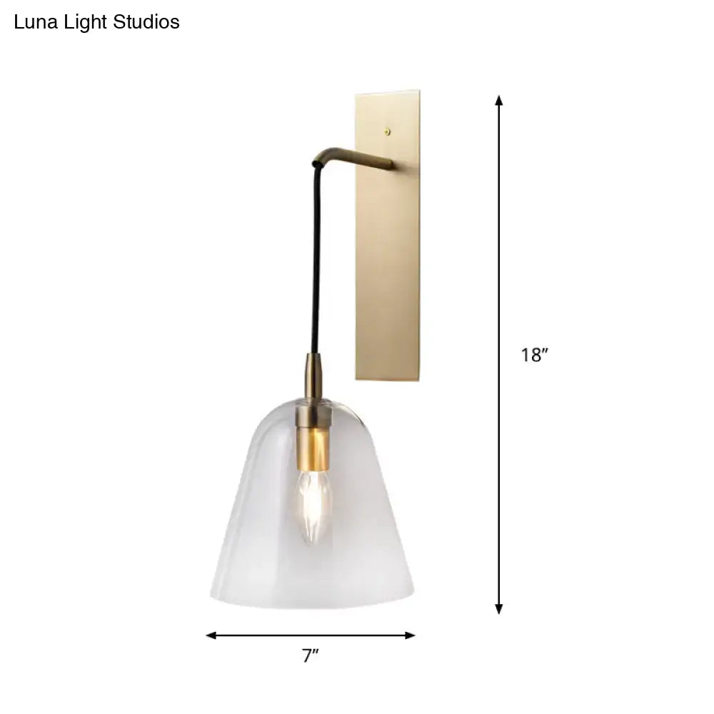 GobekUsa Retro Style Brass Wall Sconce with Clear Glass Shade, photo 2 of 5