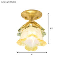 GobekUsa Retro Style Gold Ruffle Glass Ceiling Lamp - 1-Head, Semi Flush Mount for Hallway