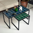 Retro Style Metal Leg Mosaic Double Coffee Table