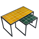 Retro Style Metal Leg Mosaic Double Coffee Table