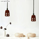 GobekUsa Retro Style Mini Hanging Pendant Light - Adjustable Cord, Black/Red Ceramic Ceiling Fixture