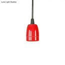 GobekUsa Retro Style Mini Hanging Pendant Light - Adjustable Cord, Black/Red Ceramic Ceiling Fixture