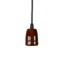 GobekUsa Retro Style Mini Hanging Pendant Light - Adjustable Cord, Black/Red Ceramic Ceiling Fixture