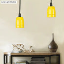 GobekUsa Retro Style Mini Hanging Pendant Light - Adjustable Cord, Black/Red Ceramic Ceiling Fixture