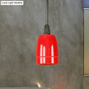 GobekUsa Retro Style Mini Hanging Pendant Light - Adjustable Cord, Black/Red Ceramic Ceiling Fixture