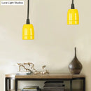 GobekUsa Retro Style Mini Hanging Pendant Light - Adjustable Cord, Black/Red Ceramic Ceiling Fixture
