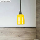 GobekUsa Retro Style Mini Hanging Pendant Light - Adjustable Cord, Black/Red Ceramic Ceiling Fixture