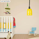 GobekUsa Retro Style Mini Hanging Pendant Light - Adjustable Cord, Black/Red Ceramic Ceiling Fixture