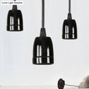 GobekUsa Retro Style Mini Hanging Pendant Light - Adjustable Cord, Black/Red Ceramic Ceiling Fixture