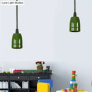 GobekUsa Retro Style Mini Hanging Pendant Light - Adjustable Cord, Black/Red Ceramic Ceiling Fixture