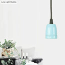 GobekUsa Retro Style Mini Hanging Pendant Light - Adjustable Cord, Black/Red Ceramic Ceiling Fixture