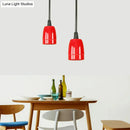 GobekUsa Retro Style Mini Hanging Pendant Light - Adjustable Cord, Black/Red Ceramic Ceiling Fixture