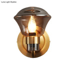 GobekUsa Retro-Style Smoke Gray/Amber Glass Bell Wall Sconce - Brass Wall Mount Light Fixture (1 bulb)"