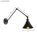 GobekUsa Retro Style Swing Arm Wall Lamp: 1-Head Sconce with Conic Shade, Metal, Indoor - Black