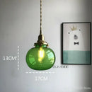 GobekUsa Brass Glass Pendant Chandelier, Retro Design, E27, Bedroom Bar Hanging Light