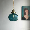 GobekUsa Brass Glass Pendant Chandelier, Retro Design, E27, Bedroom Bar Hanging Light