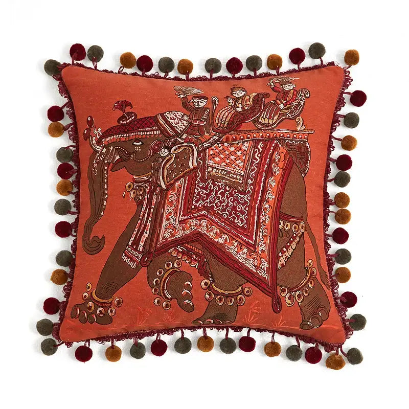 GobekUsa American Luxe Retro Cushion Covers: Original Design Throw Pillow Case for Sofa, installed in a room