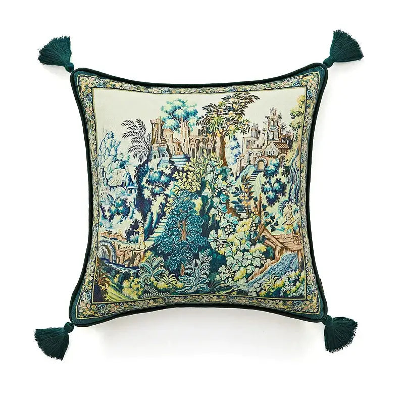 GobekUsa American Luxe Retro Cushion Covers: Original Design Throw Pillow Case for Sofa, installed in a room