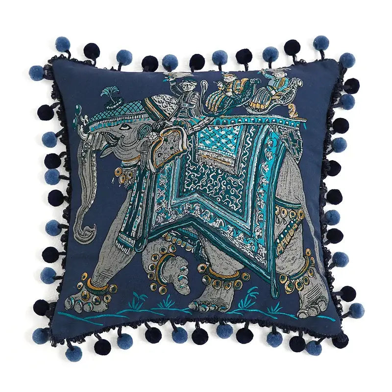 GobekUsa American Luxe Retro Cushion Covers: Original Design Throw Pillow Case for Sofa, installed in a room
