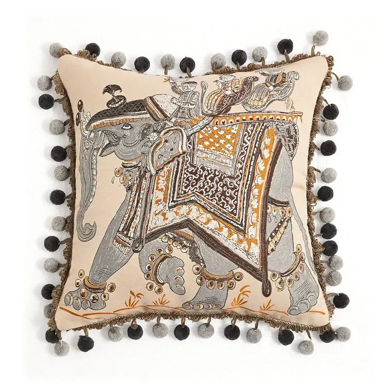 GobekUsa American Luxe Retro Cushion Covers: Original Design Throw Pillow Case for Sofa, installed in a room