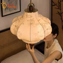 Fabric Pendant Light Wabi-Sabi Retro LED E27 Hanging Lamp For Living Room Decor And Ambience