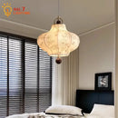 Fabric Pendant Light Wabi-Sabi Retro LED E27 Hanging Lamp For Living Room Decor And Ambience