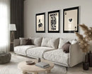 Retro beige & brown wall art posters set living room decor by Decorbites