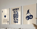 GobekUsa Retro Wall Art Posters Set - Luck Queen Ace