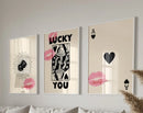 GobekUsa Retro Wall Art Posters Set - Luck Queen Ace