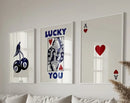 GobekUsa Retro Wall Art Posters Set - Luck Queen Ace