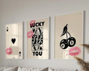 GobekUsa Retro Wall Art Posters Set - Luck Queen Ace