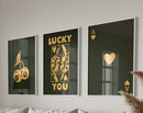 GobekUsa Retro Wall Art Posters Set - Luck Queen Ace