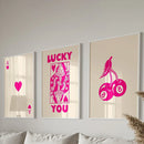 GobekUsa Retro Wall Art Posters Set - Luck Queen Ace