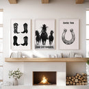 Western Cowgirl Wall Art Set of 3. Rustic Ranch Decor by Wall Art Set