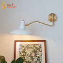 GobekUsa Copper Swing Arm Wall Lamp LED E27 Retro Telescopic Bedside Living Room
