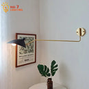 GobekUsa Copper Swing Arm Wall Lamp LED E27 Retro Telescopic Bedside Living Room