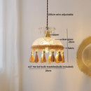 GobekUsa Glass Tassels LED Pendant Lights for Living Dining Bedroom, Retro Style Luminaires
