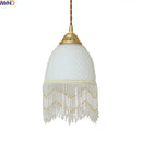 GobekUsa Glass Tassels LED Pendant Lights for Living Dining Bedroom, Retro Style Luminaires