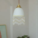 GobekUsa Glass Tassels LED Pendant Lights for Living Dining Bedroom, Retro Style Luminaires