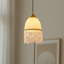 GobekUsa Glass Tassels LED Pendant Lights for Living Dining Bedroom, Retro Style Luminaires