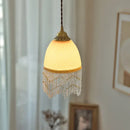 GobekUsa Glass Tassels LED Pendant Lights for Living Dining Bedroom, Retro Style Luminaires