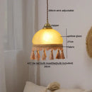 GobekUsa Glass Tassels LED Pendant Lights for Living Dining Bedroom, Retro Style Luminaires