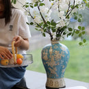 GobekUsa Blue White Porcelain Vase Retro Floral Arrangement Home Decor Ceramic Handicraft