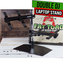 Double DJ Laptop Stand by FAT TOAD | 2 Tier PC Table Holder | Portable Computer Clamp Equipment Rack with Support Mounts for Music Studio Mixers, Controllers, Monitors, & Disc Jockey Booth Gear